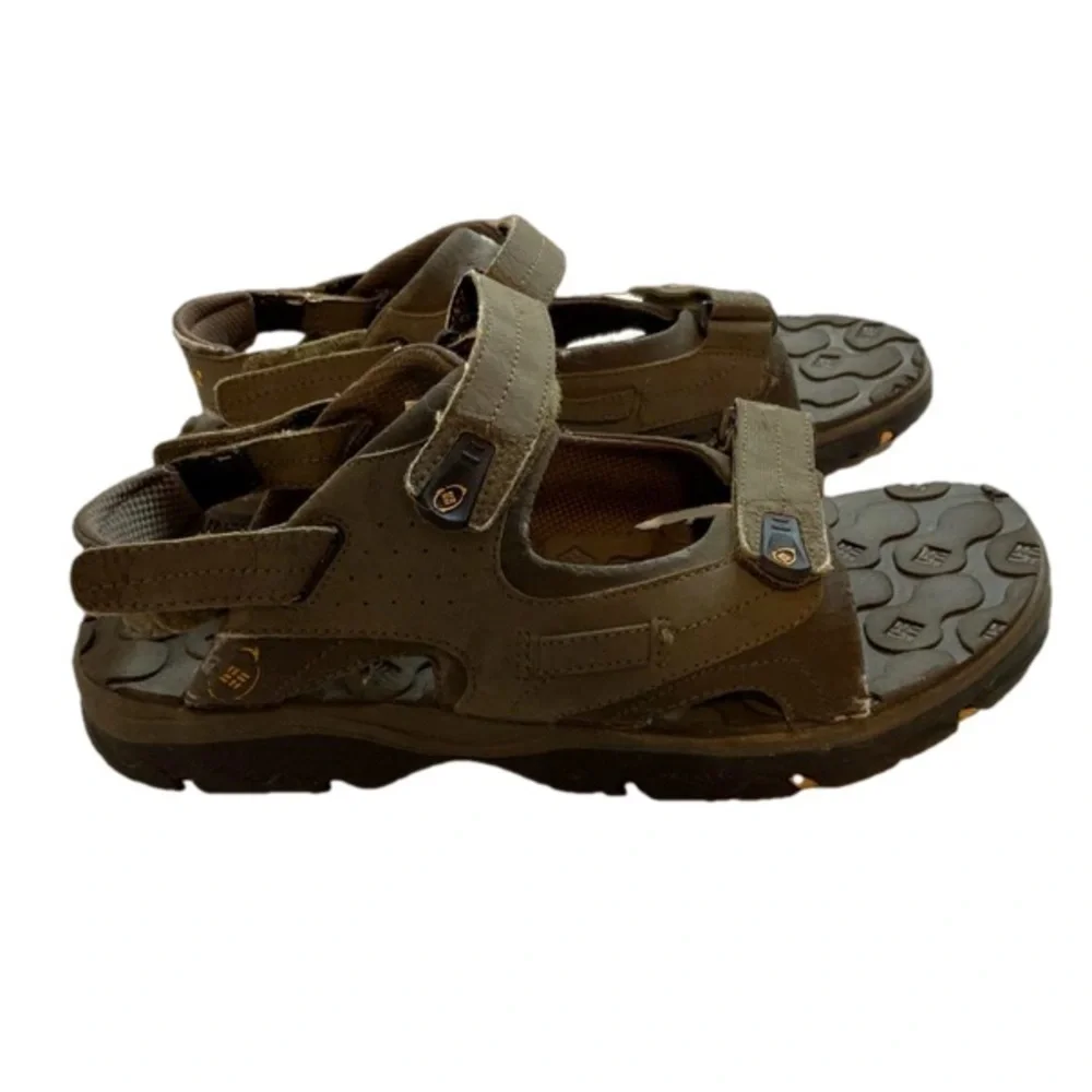 Columbia Mens Interchange Green Leather Flat Comfort Sports Sandals Shoes Sz 12